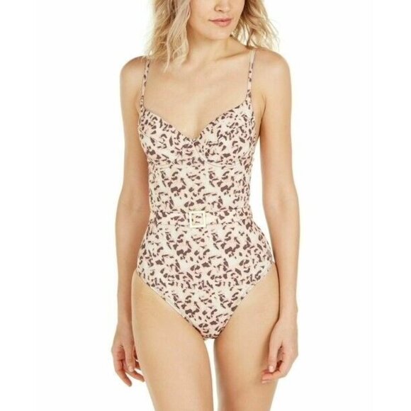 NWOT We Wore What XL Danielle Belted 1PC Tortoise Print Swimsuit 118982 - Picture 2 of 2